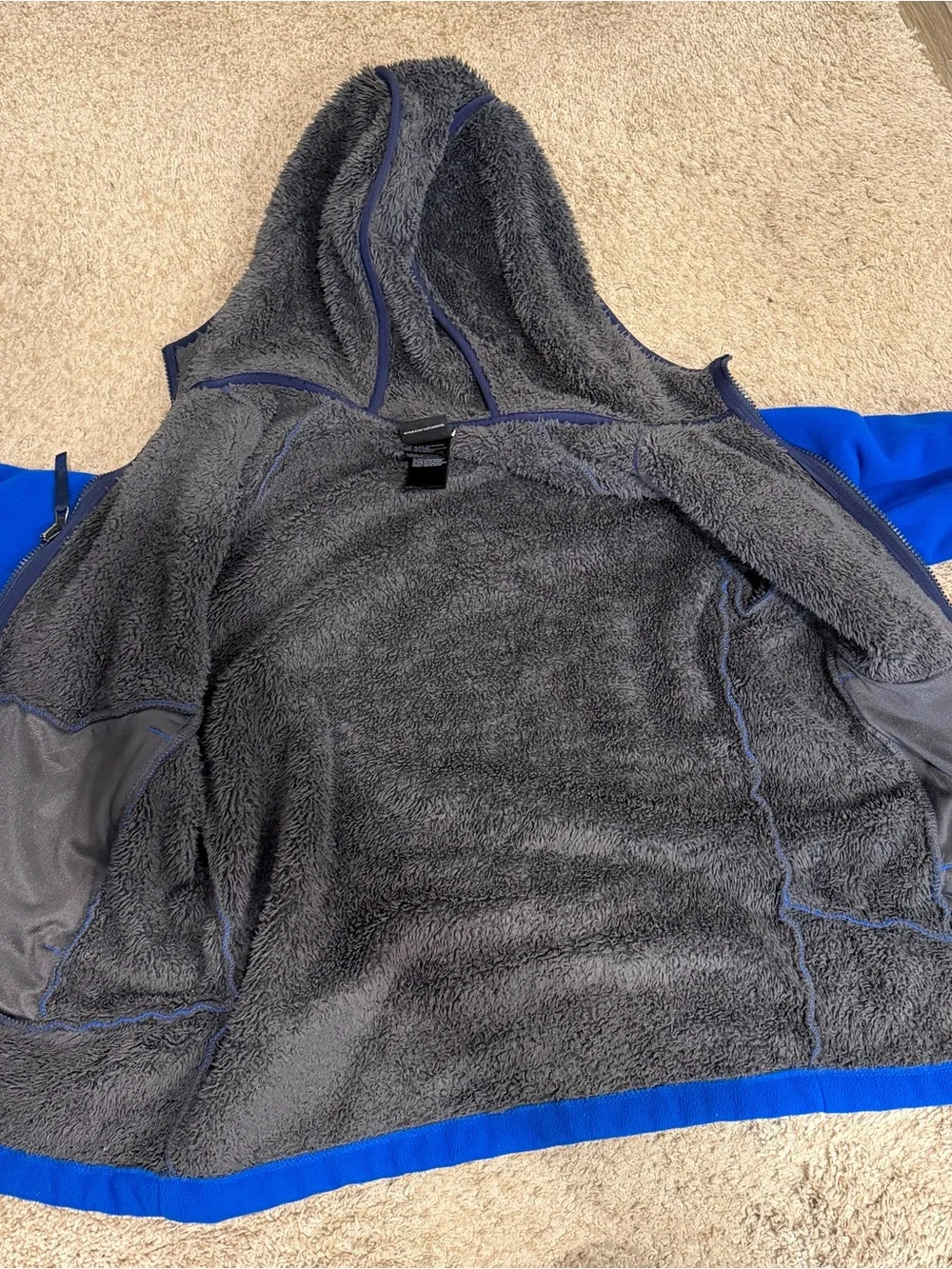 The North Face Kids Royal Blue Zip-Up Hoodie with Gray Chest Pocket